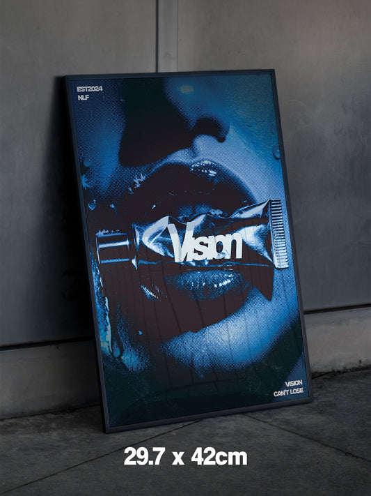 A3 LIP FRAMED POSTER BLUE
