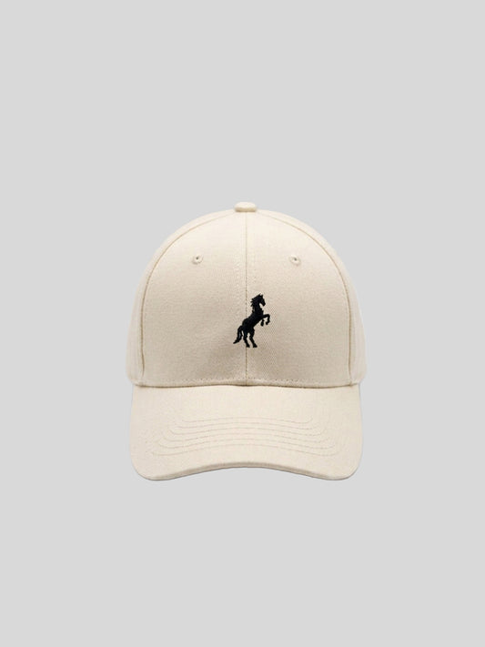 BEIGE HORSE LOGO BASEBALL HAT