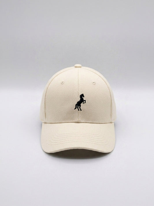 BEIGE HORSE LOGO BASEBALL HAT